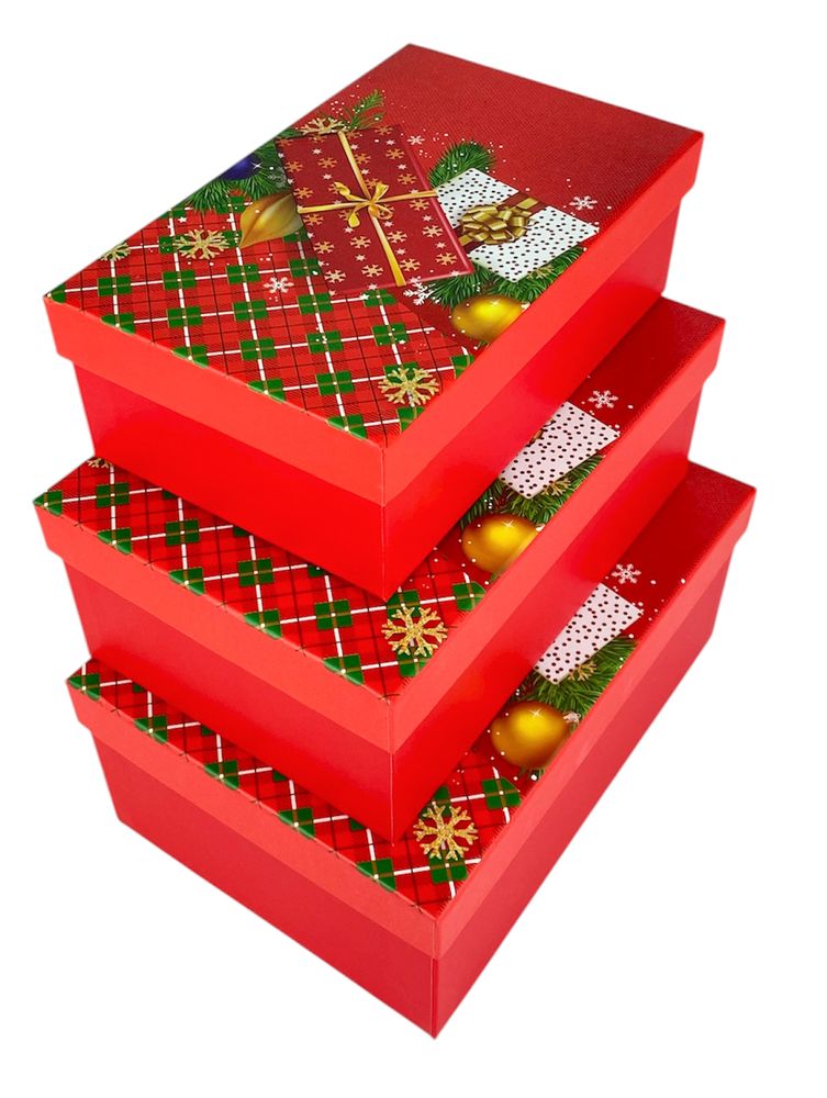 Подарочная новогодняя коробка 23 х 16 х 9,5см, 3шт/наб (1037Y-006L(3569L))