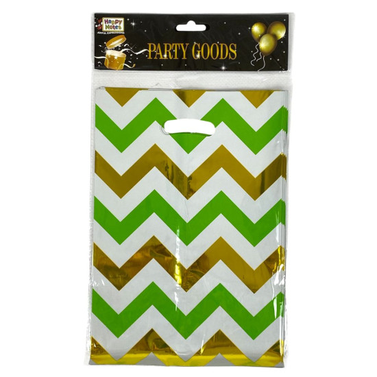 Пакет  подарочный полиэтиленовый 17 х 25см, 400мкм фольга, 10шт (10719 green)