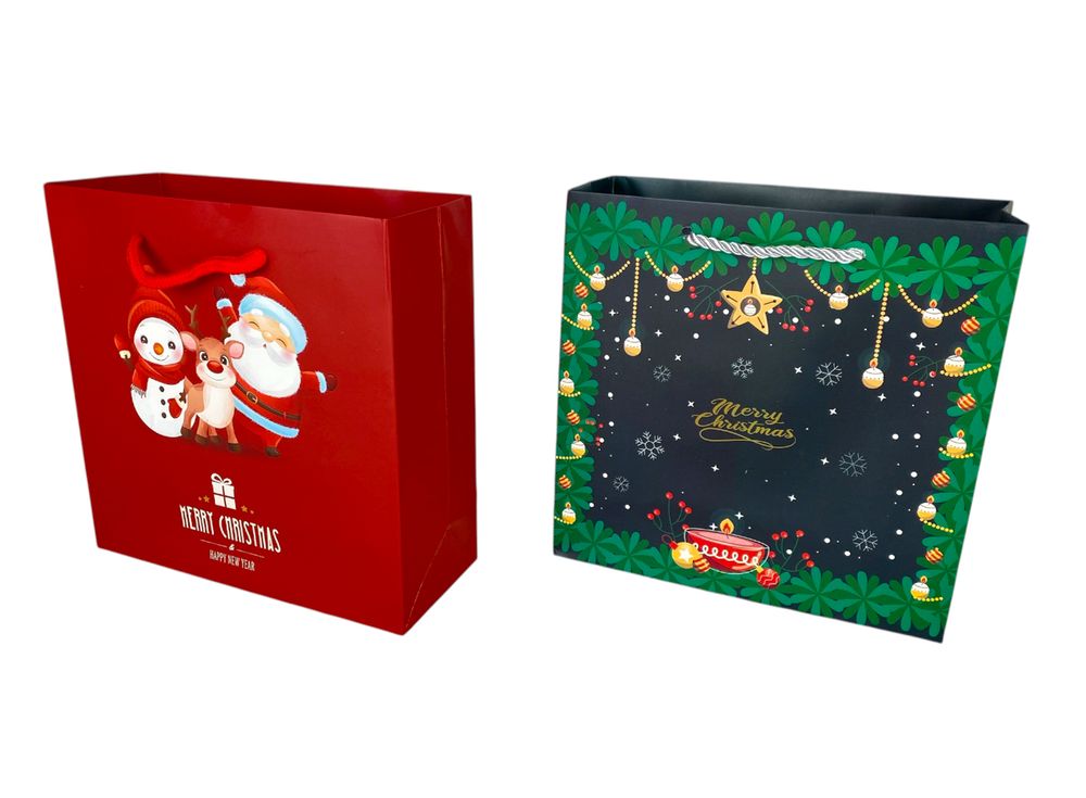 Пакет подарочный новогодний, 4 дизайна, 210g, 30 х 27 х 12 см (LD-151-1)