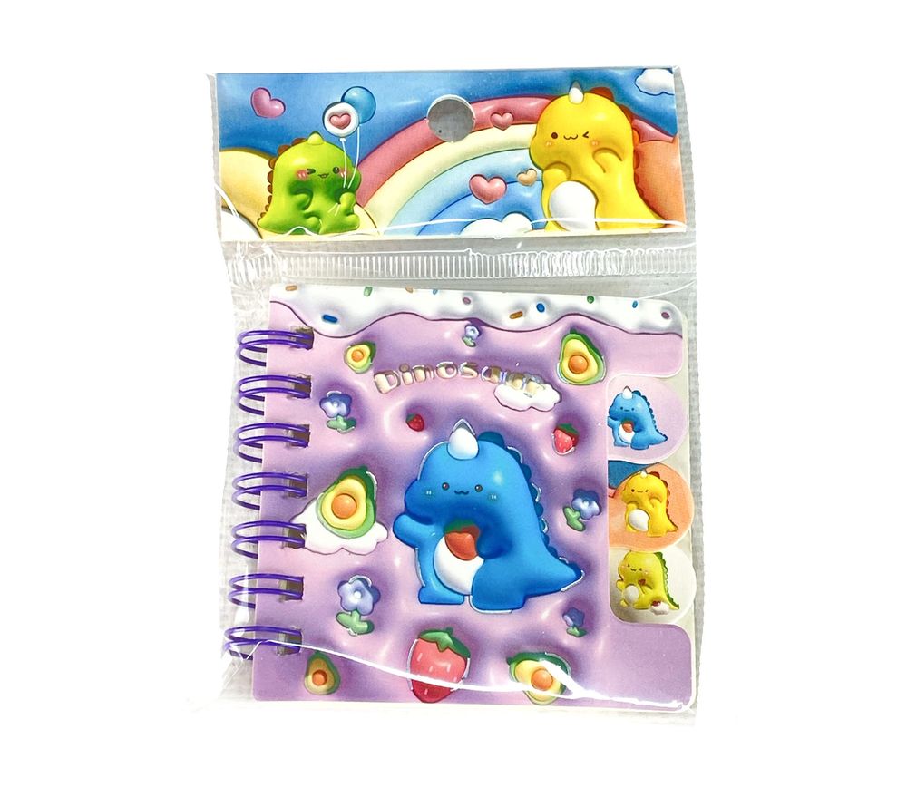 Блокнот Динозавры  7х7см с разделителями, цветная бумага 70гр, 60 листов (XQ-55705)