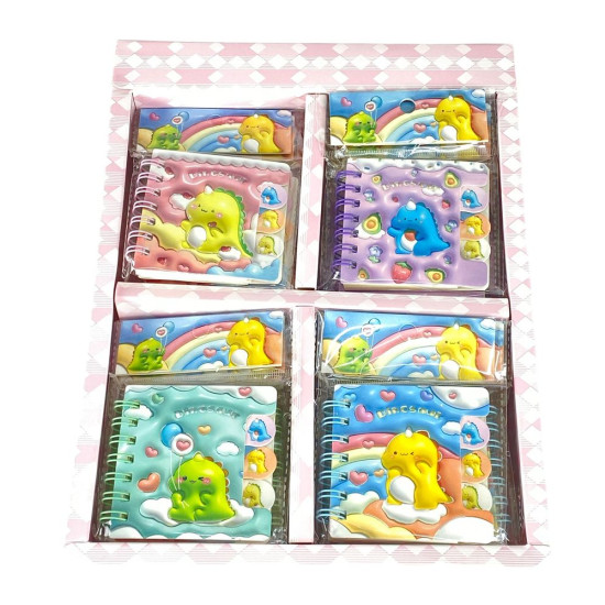 Блокнот Динозавры  7х7см с разделителями, цветная бумага 70гр, 60 листов (XQ-55705)