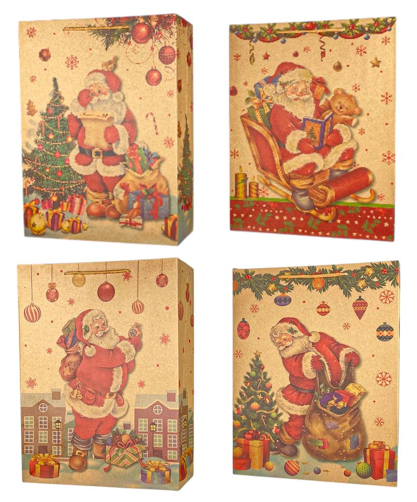 Пакет бумажный подарочный Новогодний крафт 36 х 27 х 9см,170г/м2 (170-36)