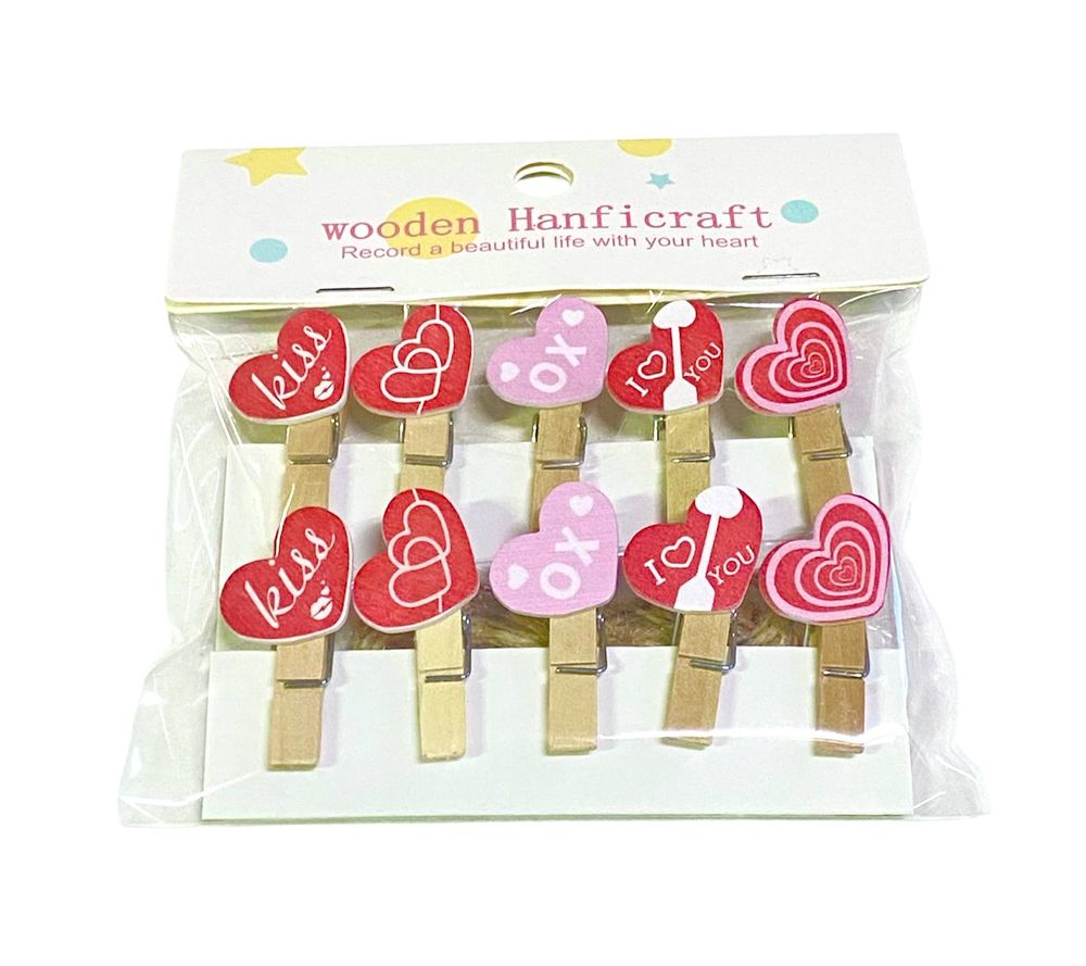 Прищепка декоративная "Сердце" 3,5см 10шт деревянная (539-1)