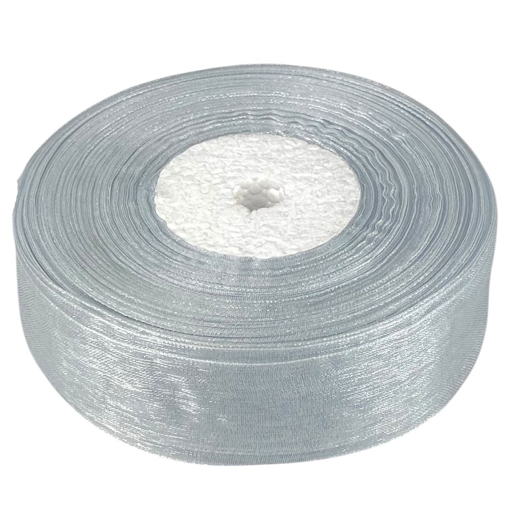 Лента с органзы  серая 2,5 см х  50 ярдов Серый Marill (D02025-bk38)