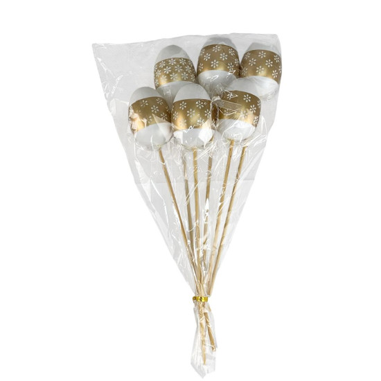 Топпер пасхальные яйца с золотым орнаментом5см - 6шт (L00194)