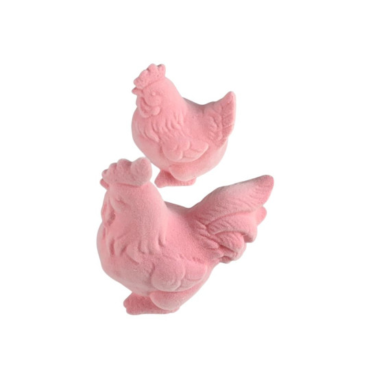 Фигурка для пасхального декора "Петушок и курочка" розовые  бархатные Розовый (L00198.4)