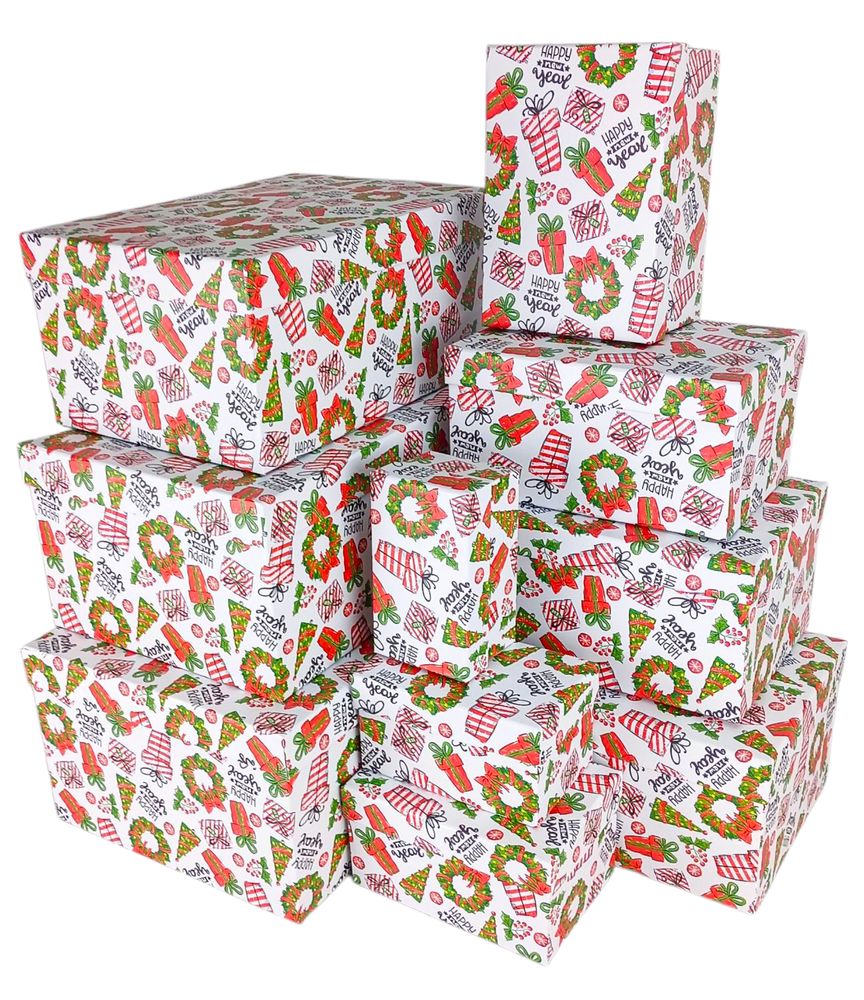 Подарочная новогодняя коробка прямоугольная 35,5 х 25 х 16см  , 10шт/наб Unison (105766)