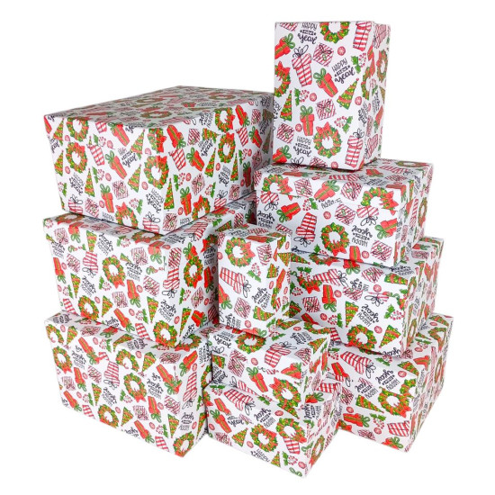 Подарочная новогодняя коробка прямоугольная 35,5 х 25 х 16см  , 10шт/наб Unison (105766)