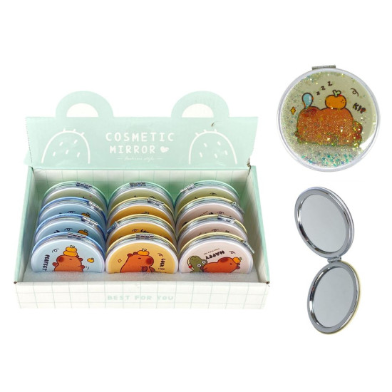 Зеркало круглое 7см с блестками, Капибара Unison (ZT185-2459L)