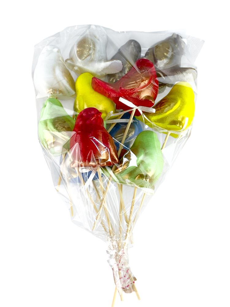 Набір кольрових великодніх Еко птахів 6 см -12шт на паличці Різнокольоровий (L00205)