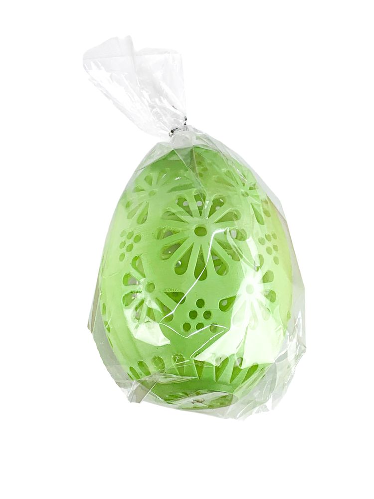 Пасхальное Эко яйцо-декор "Ришелье" с ажурными цветочными вырезами, лайм 15х10см Зеленый (L00199.4)