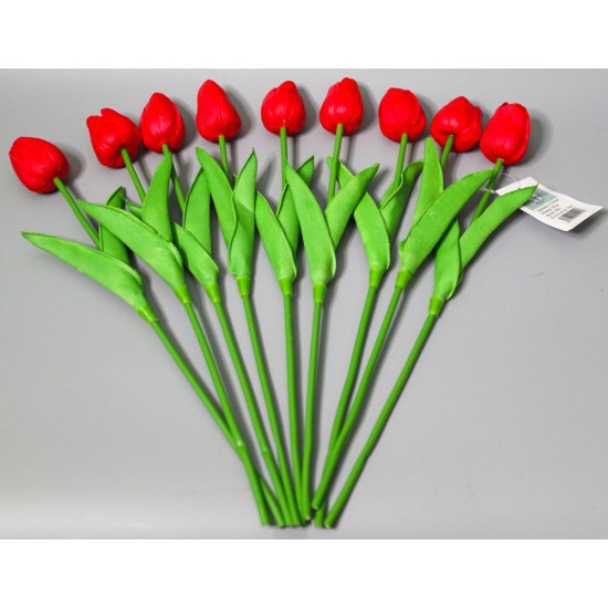 Букет латексных тюльпанов с эффектом живого прикосновения 9 бутонов (4 х 4см) красный 34 см Красный Marill (C30444-01)
