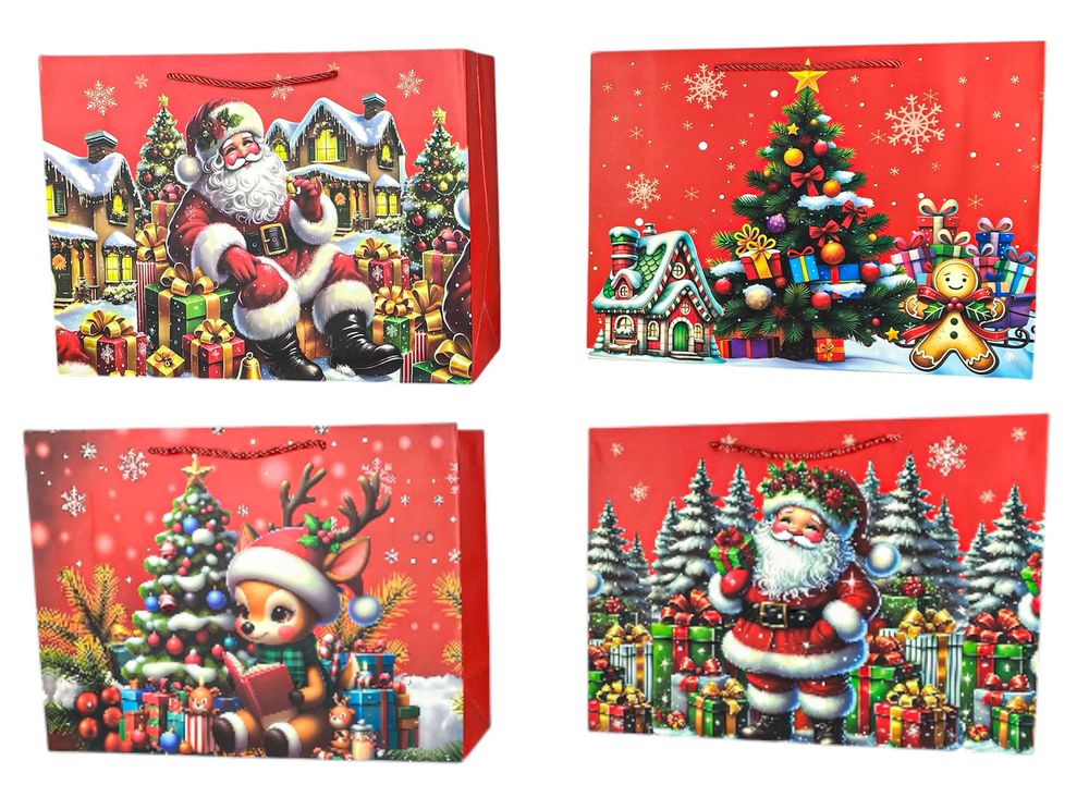Пакет бумажный подарочный Новогодний  35 х 26 х 11см,210г/м2 (618-35)