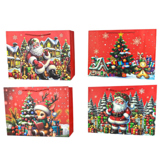 Пакет бумажный подарочный Новогодний  35 х 26 х 11см,210г/м2 (618-35)