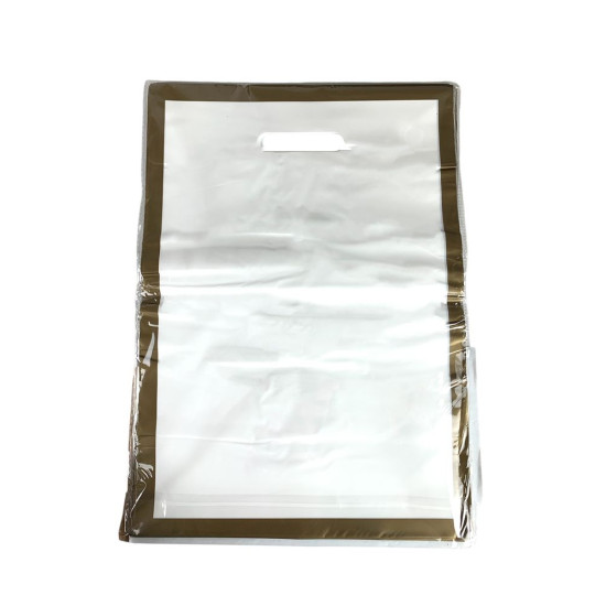 Пакет полиэтиленовый с прорезной ручкой, 30 х 20см 50шт/уп (10804 white-gold)