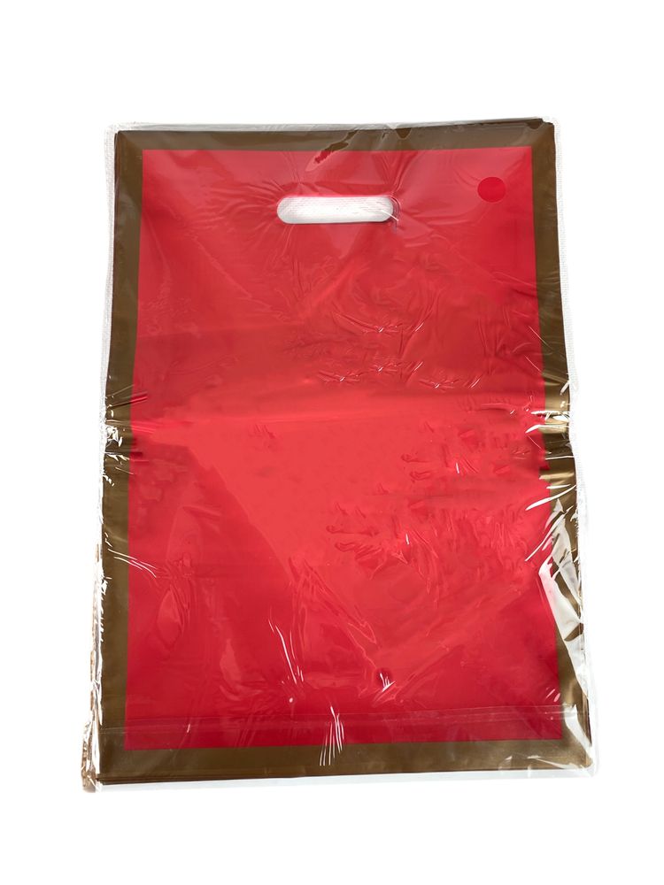 Пакет полиэтиленовый с прорезной ручкой, 30 х 20см 50шт/уп (10804 red-gold)