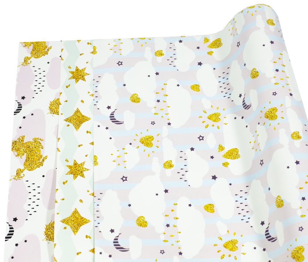 Бумага для упаковки подарков(mix тучки - 4 вида, 20листов) Белый Marta (PCZ5070-20-11)