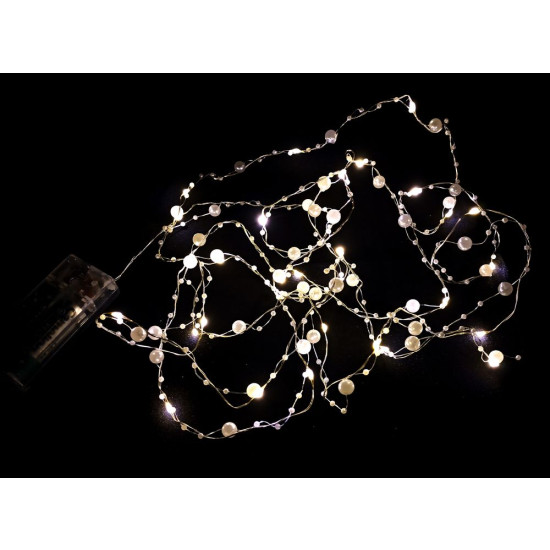 Ожерелье-роса 30 LED на микро батарейках, 3м, белый теплый Без бренда (1966-30)