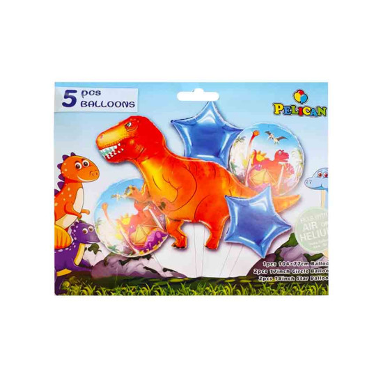 Набор из 5 шариков фольгированных "Дракоша" Разноцветный Pelican (836958)