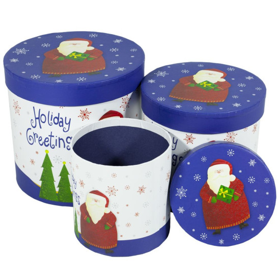 Подарочная новогодняя круглая  коробка, набор -3 шт. 110-37-40 (110-37-40)