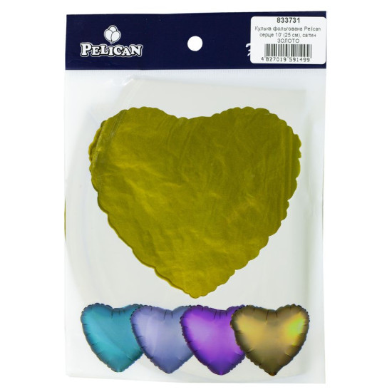 Шарик фольгированный Pelican сердце 10' (25см) сатин Золото (5шт) Золотой Pelican (833731)