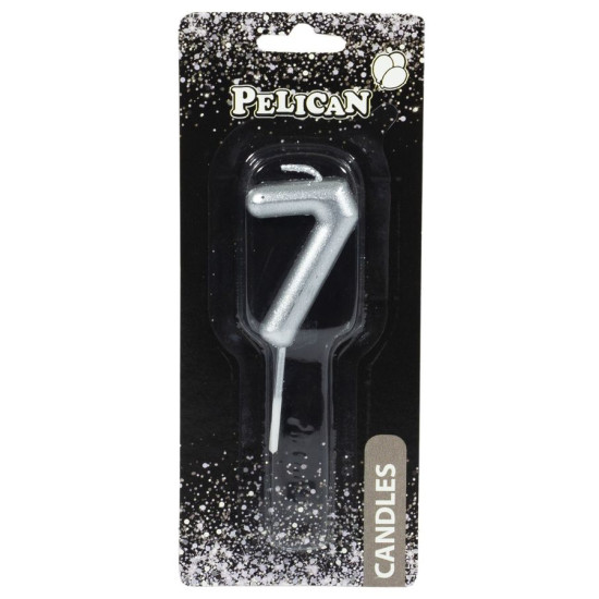 Свеча для торта Pelican, "7" СЕРЕБРО 4,5см Серебряный Pelican (864527)