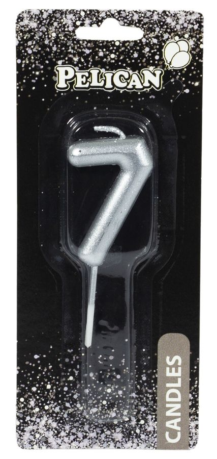 Свеча для торта Pelican, "7" СЕРЕБРО 4,5см Серебряный Pelican (864527)