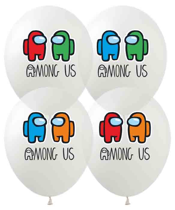 Шарики Pelican 12" (30см) "Among Us на прозрачном"  10шт/уп Разноцветный Pelican (828288)