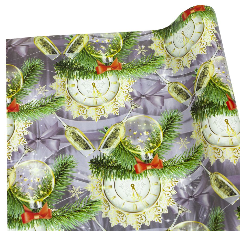 Папір подарунковий  крейдований 80г. новорічний , 1000х700  -10 аркушів Різнокольоровий Unison (PVM10-158NY)