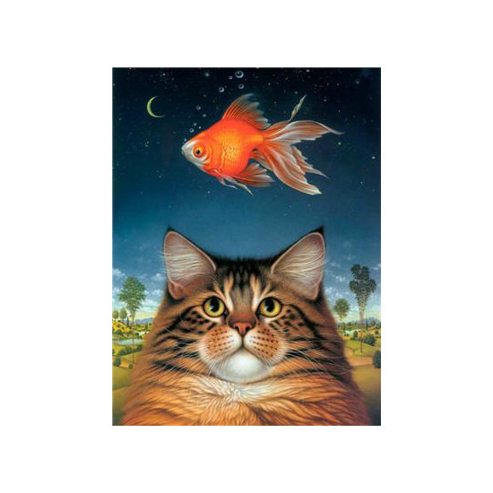 Картина по номерам "Кот и золотая рыбка" 40*50см,крас.-акрил,кисть-3шт. (RA3781)