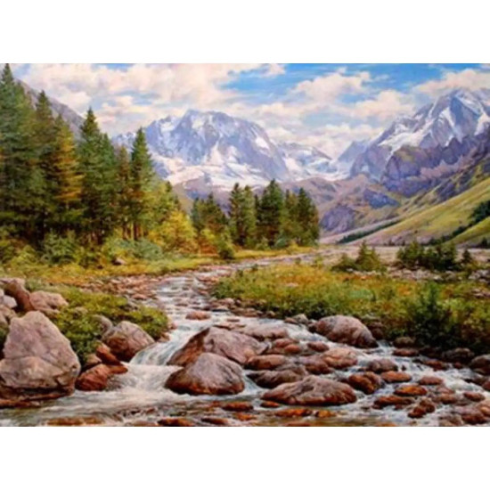 Картина по номерам "Горная река" 40*50см,  , крас.-акрил,кисть-3шт. (6153EOTG_B)
