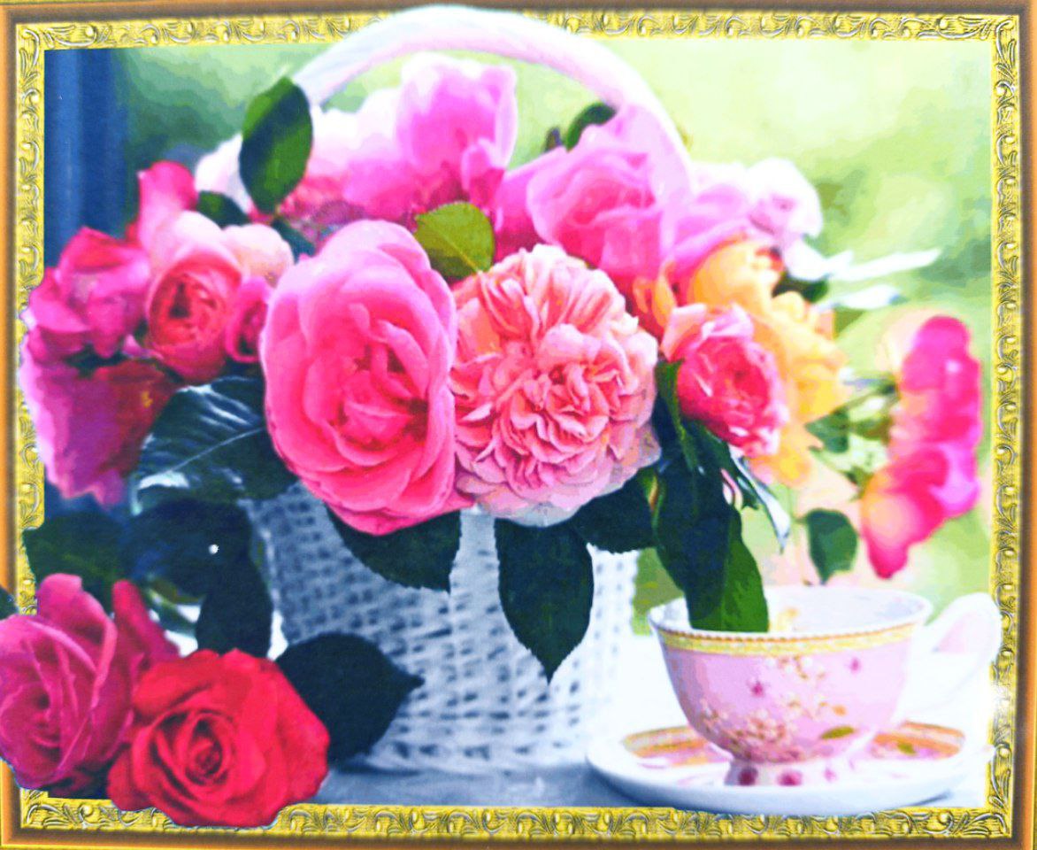 Алмазная мозаика 5D   40 х 50см "Букет в корзине" Разноцветный Unison (30571)