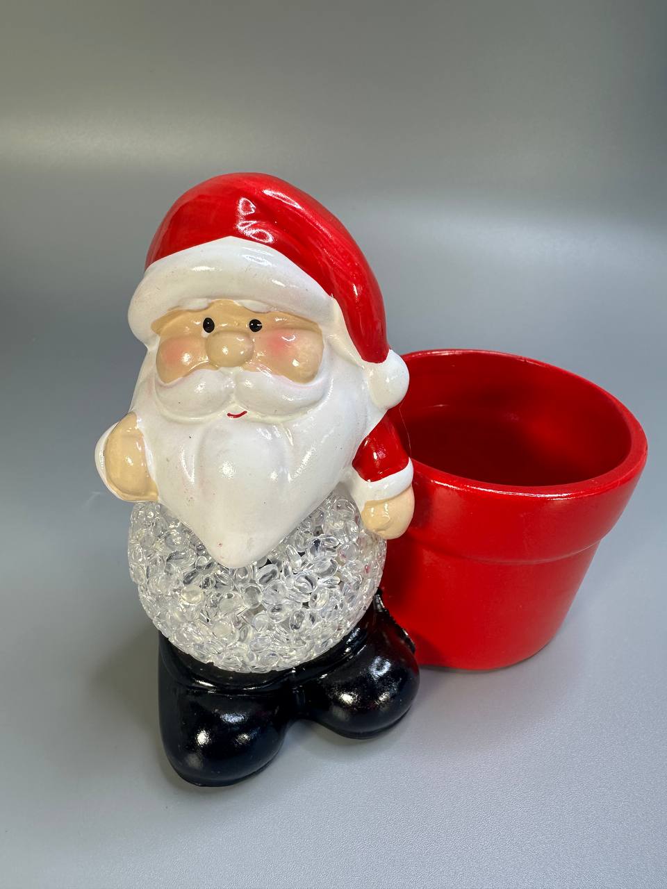 Сувенир декоративный светящийся LED "Санта Клаус. Снеговик " 13 х 12см Красный Unison (2322)