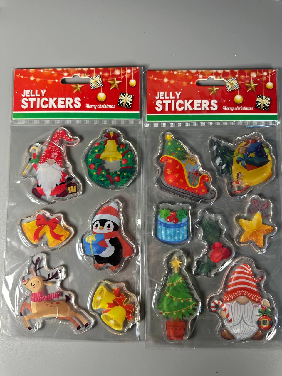 Наклейка гелевая "Новый год" 23х12см, 8 видов .микс Разноцветный Unison (ST-07104)