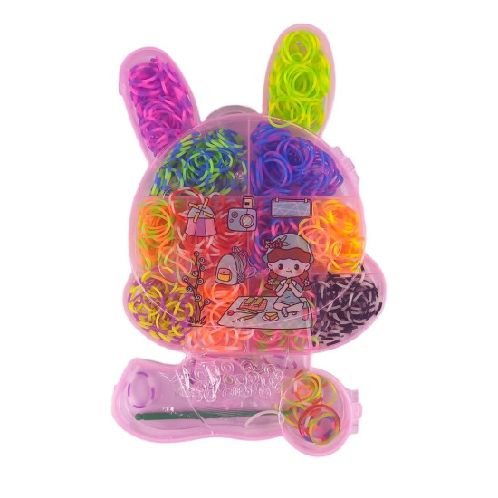 Набор резинок для плетения браслетов в коробке "Зайчик" +инструменты Разноцветный Unison (Нт 60)