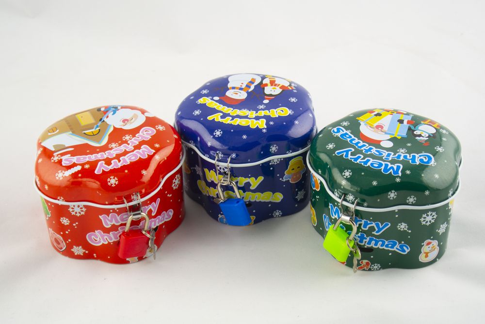 Копилка металлическая "Санта Клаус, Снеговик" 10см Разноцветный Unison (DME-030-M)