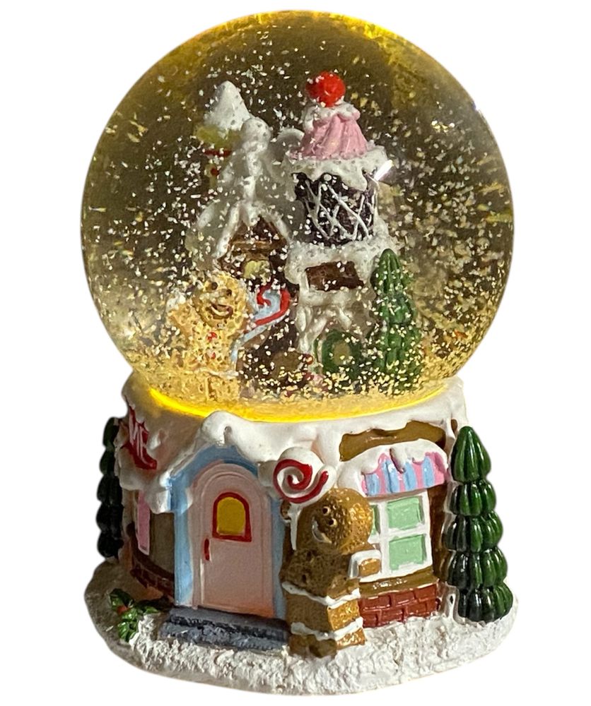 Сувенир светящийся  "Шар снежный 80мм - Пряничный Домик" 4 вида Unison (8854)