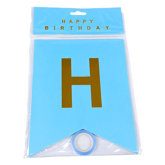 Гирлянда флажки "Happy birthday"  16 х 20см Голубой Unison (HB-1097 blue)
