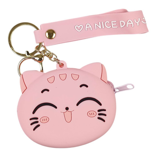 Кошелек силиконовый с хлястиком "Котик" 8 х 7см, 3 цвета Unison (2301-11)