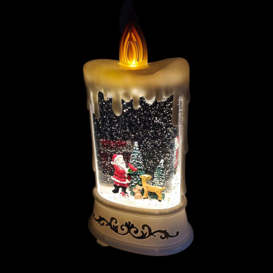 Свеча декоативная светодиодная LED музыкальная с метелью "Санта Клаус с подарками" 30,5см, 2 вида Unison (2416)