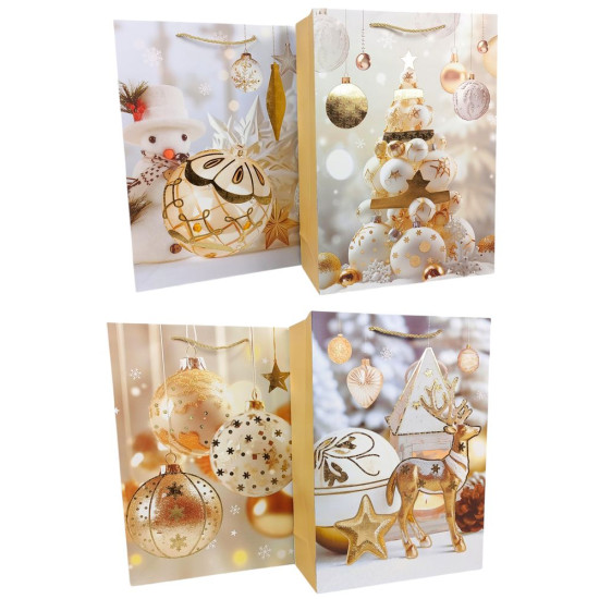 Пакет подарочный новогодний , 18 х 23 х 10cm 4 дизайна (2604S)
