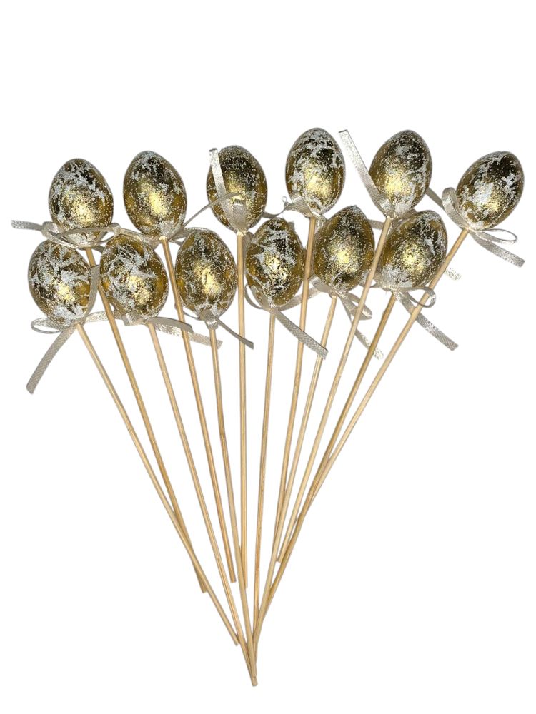 Топпер пасхальные яйца 4 х 3см  Ретро-золото -12шт (L00132)