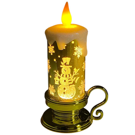 Свеча декоративная светодиодная LED "Новогодняя" на подставке 14,5 х 6,5 х 5,5см Золотой Unison (ZF-024-D-1)