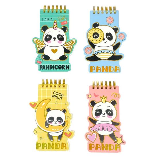 Блокнот на спирали - 60 листов фигурный "Панда" 9 х 13см, 4 вида (SC-9-4)
