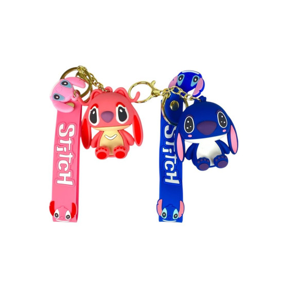 Брелок игрушка для ключей на рюкзак или сумку Стич - 6см (синий и розовый) (KT-1)
