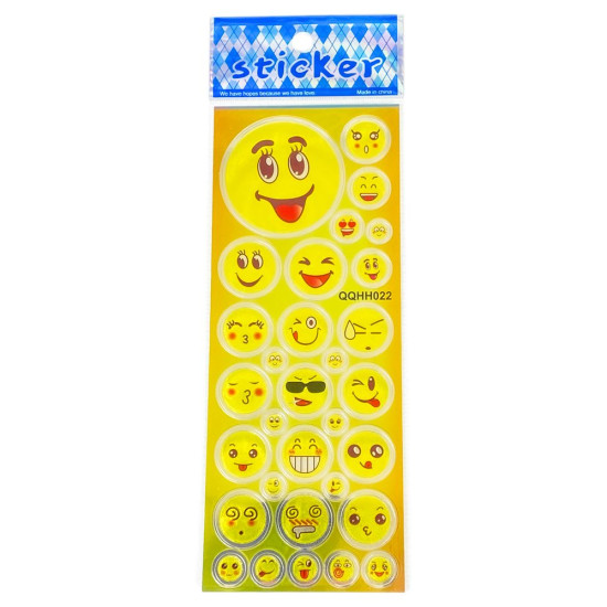 Наклейка пластиковая лазерная 7 х 17см "Смайлики" (QQHH022)