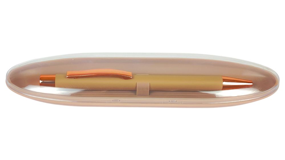 Ручка шариковая A PLUS, корпус металлический в пластиковом футляре, бежевая (A-920(947))