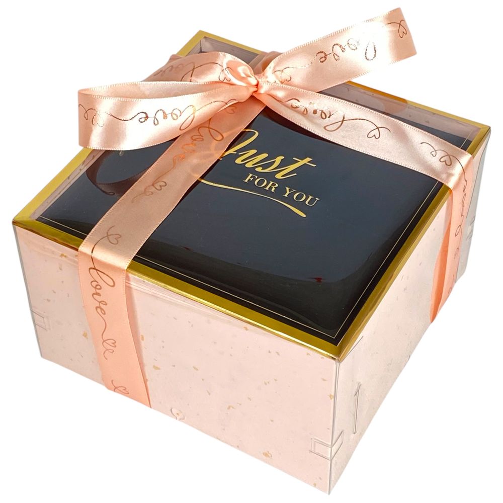 Коробка подарочная квадратная с прозрачной крышкой и лентами, набор 3 шт Розовый Unison (P3-003L)