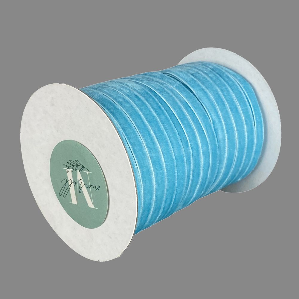 Бархатная лента  0,6 см х 50 ярдов Голубой Marill (D00806- C 61)