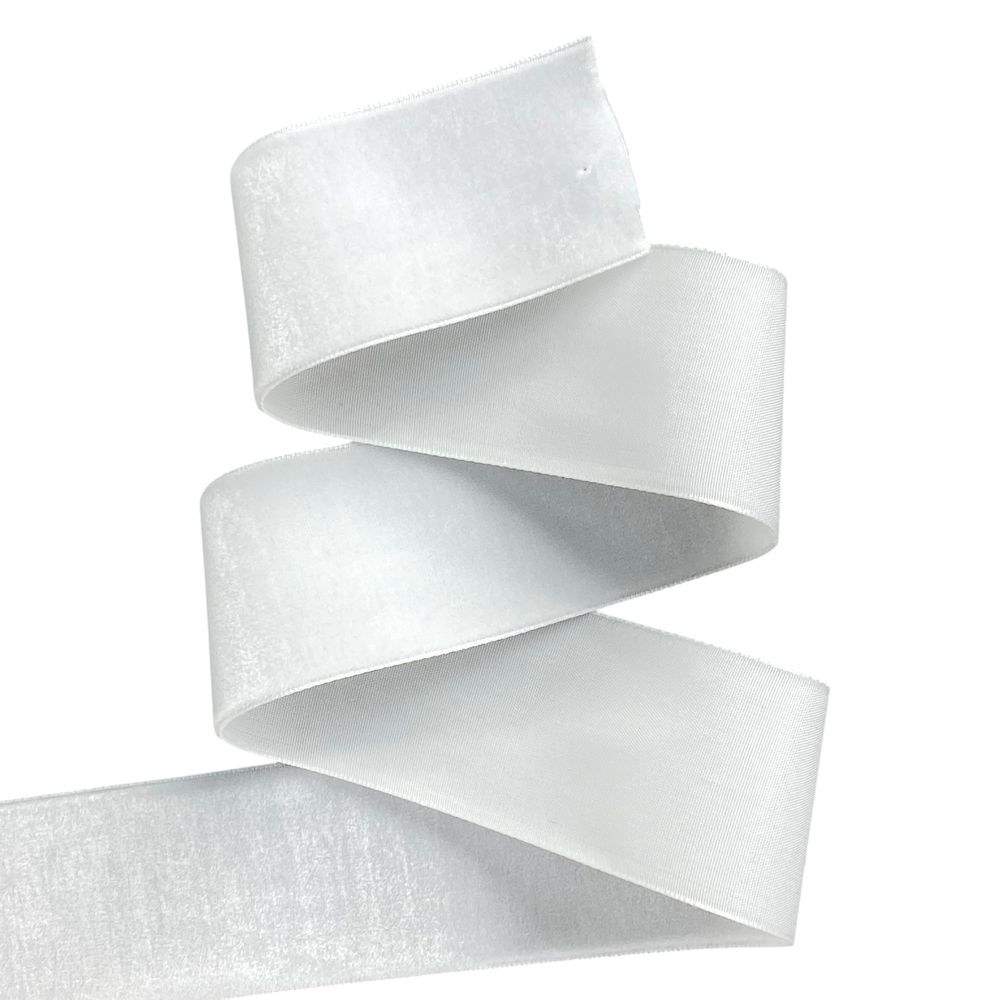 Бархатная лента  4 см (±5мм) х 30 ярдов Белый Marill (D00840- С01  white)